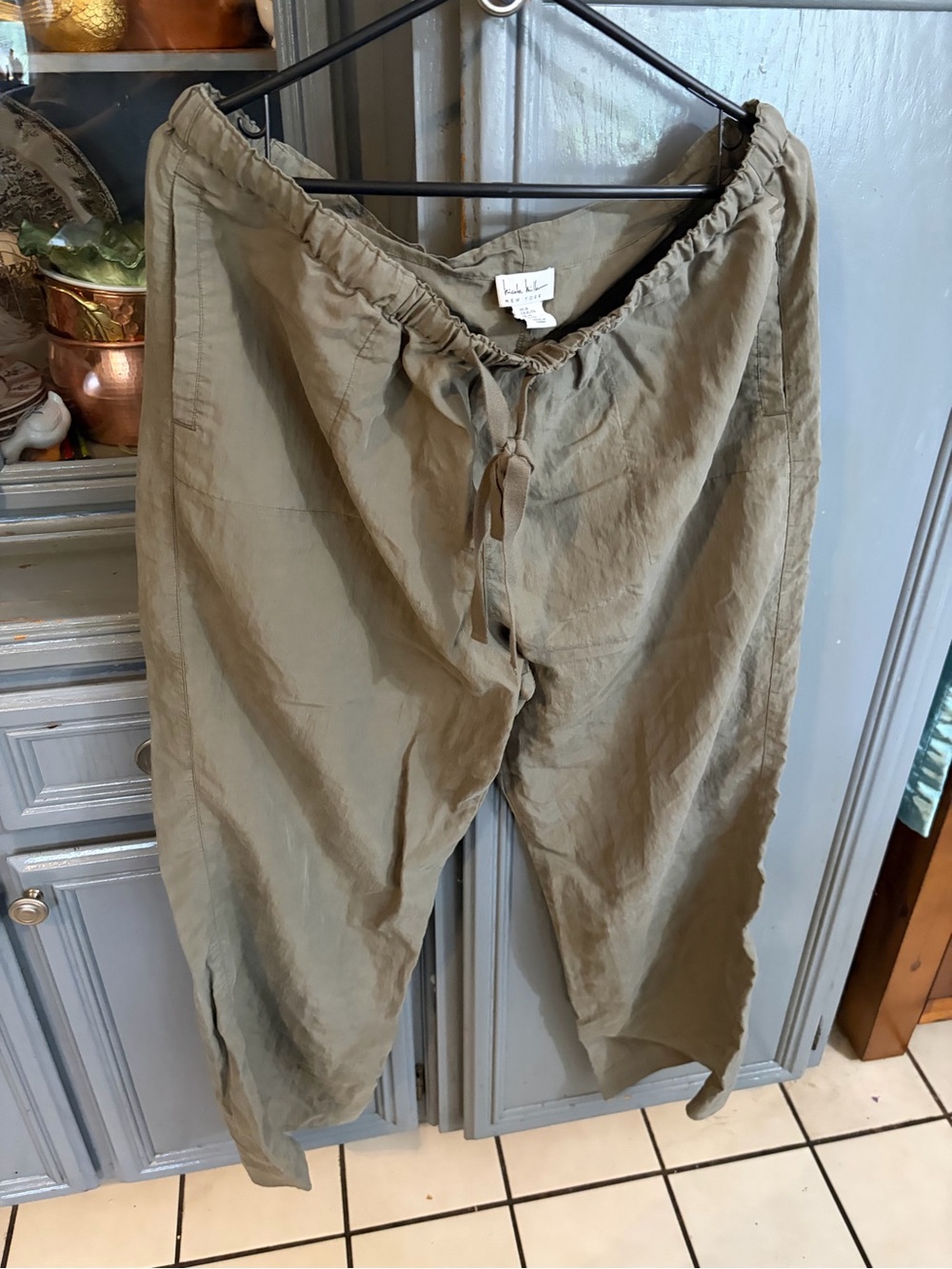 Nicole Miller Olive Drawstring Relaxed Jogger Pants